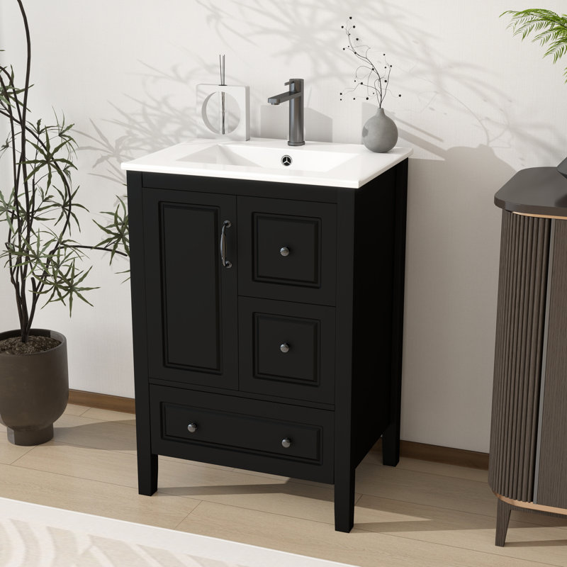 Meuble-lavabo 24 po avec lavabo, Noir