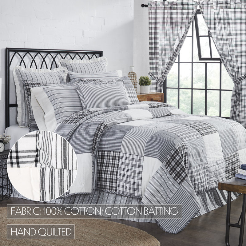 Sawyer Mill Black and White Cotton Twin Reversible Quilt