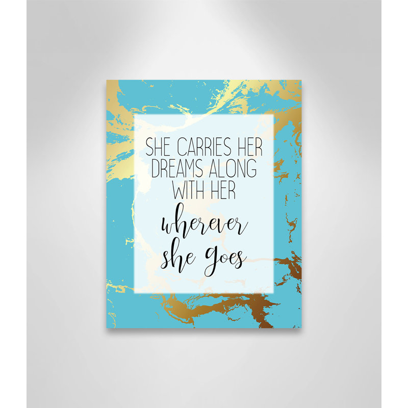 «Whereever she goes», art encadré, H 14 po x l 11 po x P 1,5 po, Canevas