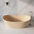 61" Solid Surface Freestanding Soaking Bathtub, Oval Cream Matte Finish-134087555
