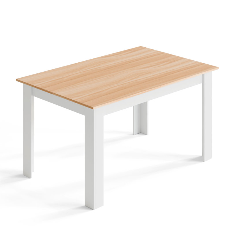 Table de salle à manger, table de cuisine moderne de 54,3 po x 35,4 po pour 4 à 6 personnes (chêne et blanc), Chêne / Blanc