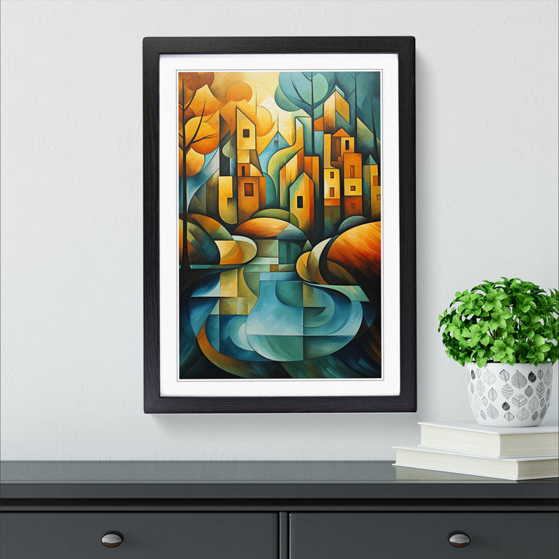 River Cubism - Framed Print, Black, 46cm H x 34cm W x 2cm D