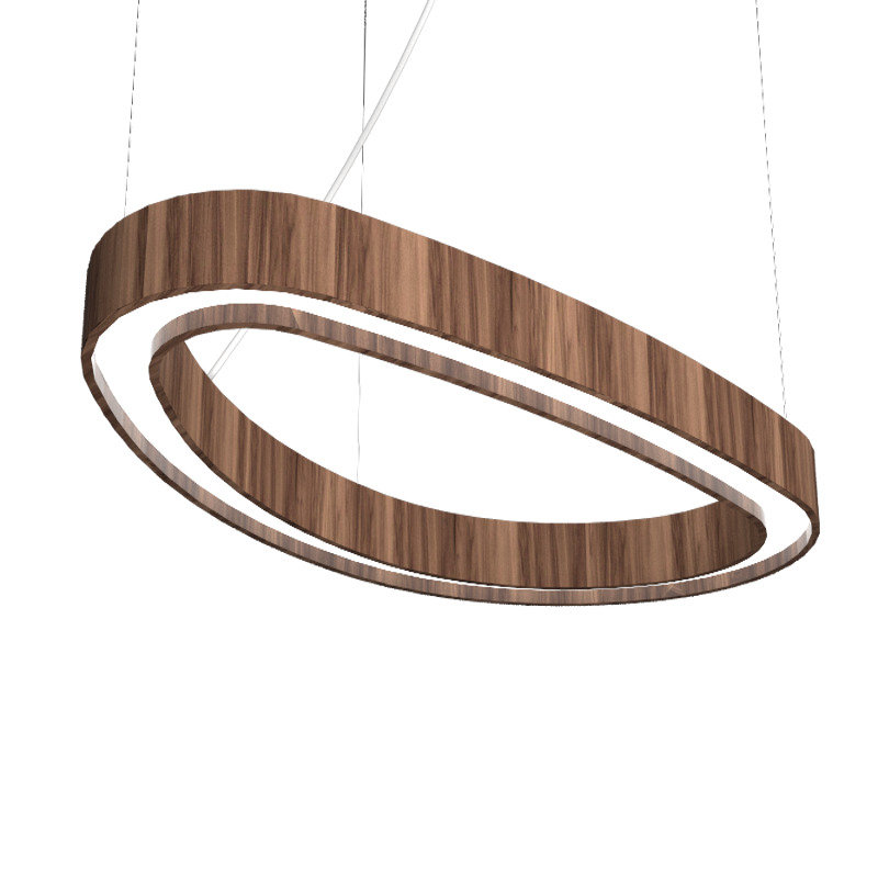 1 - Light LED Pendant, 1.95" H x 54.6" W x 29.45" D, American Walnut