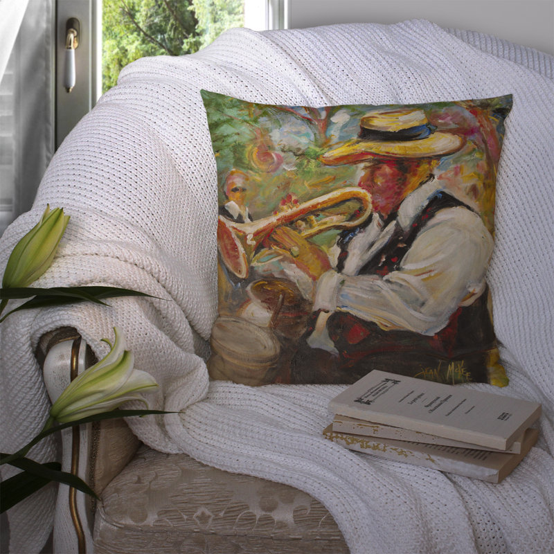 Coussin décoratif intérieur/extérieur trompette Jazz, H 14 po x l 14 po x P 4 po