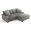 Canapé modulaire rembourré 3 pièces en flanelle de fourrure de lapin gris clair avec coussins décoratifs et repose-pieds 3 pièces-577871368