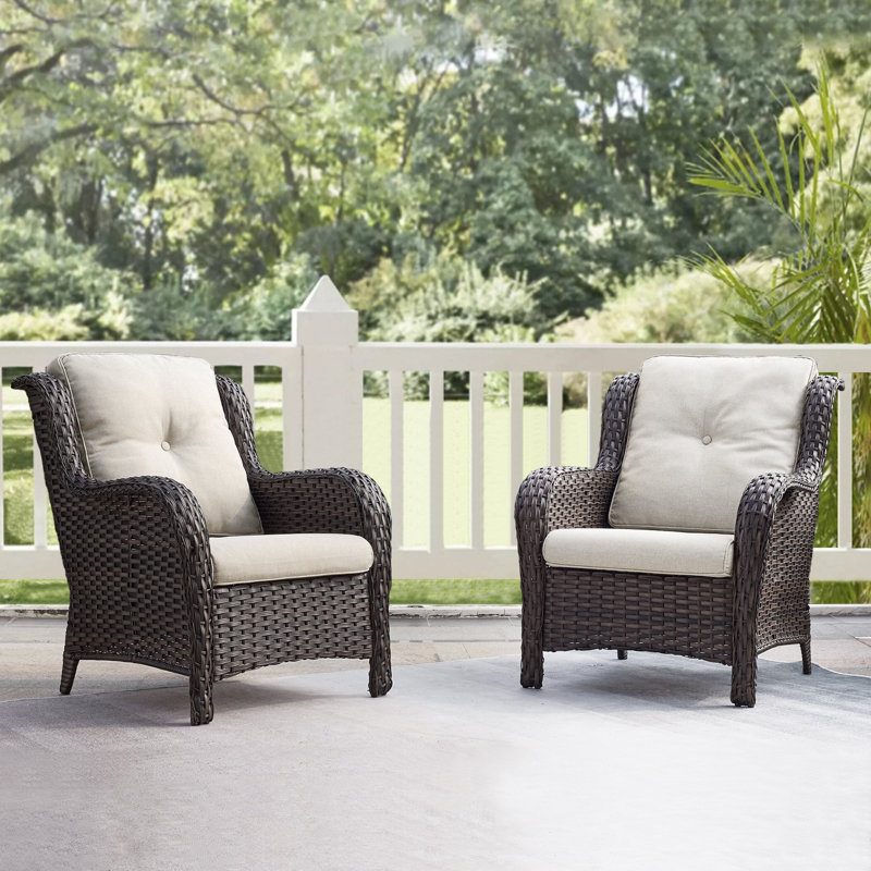 Chaise de patio avec coussins Tonry, Brun, Beige