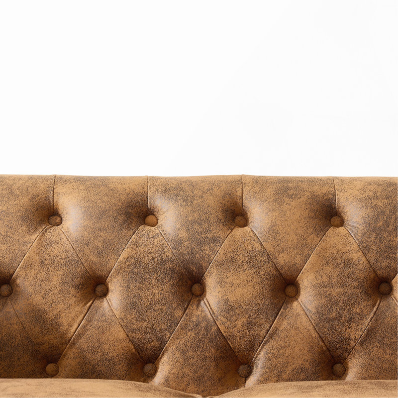 Canapé en tissu 83 po Chesterfield, Brun