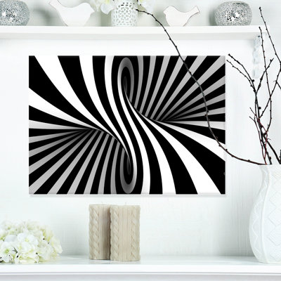 Noir et blanc en spirale - Art mural numérique en métal