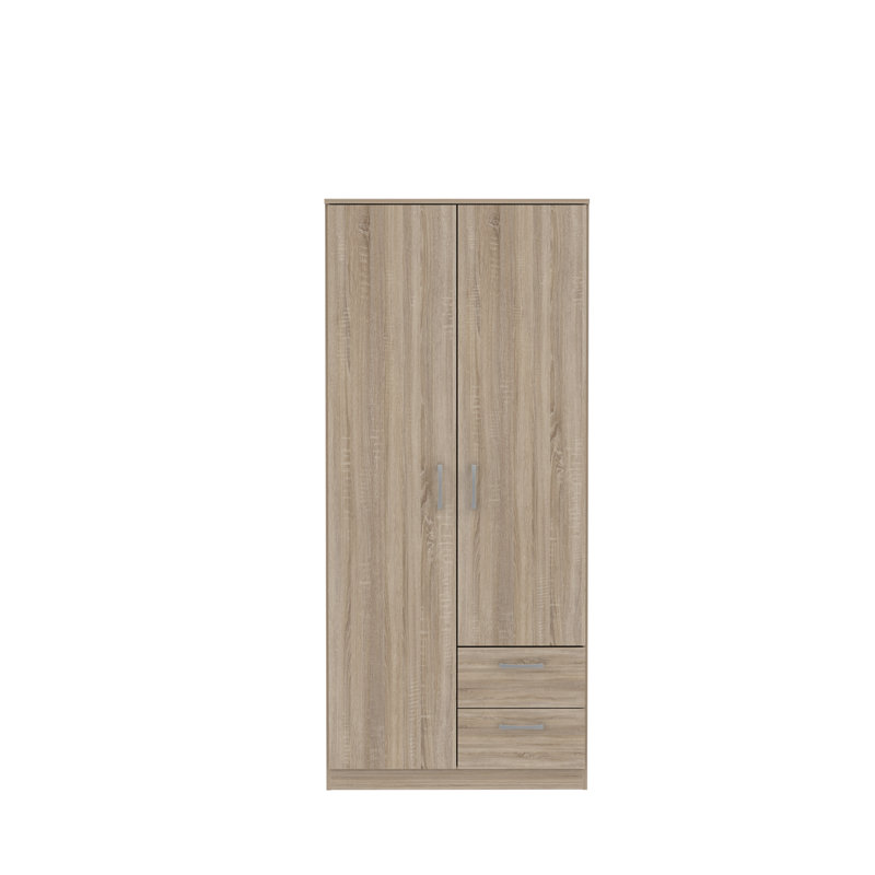 Fenimore 2 Door Manufactured Wood Wardrobe, With Drawers