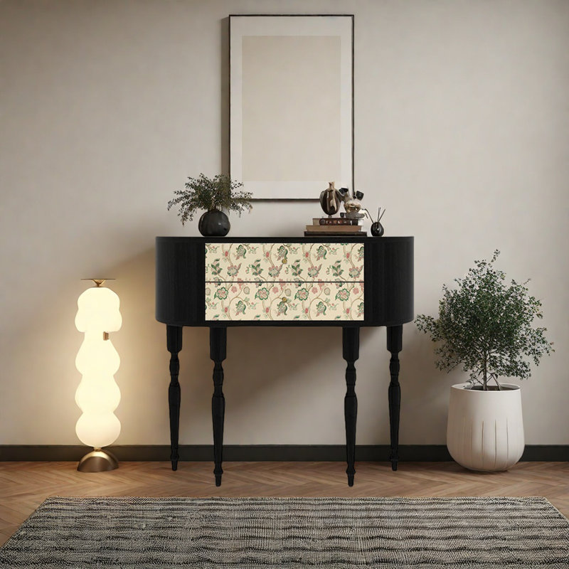 Console rétro avec 2 tiroirs, H 35,43 po x l 39,37 po x P 11,81 po