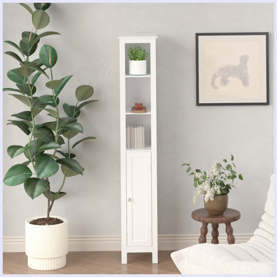 Modern Tall Bathroom Storage Cabinet with Adjustable Shelves