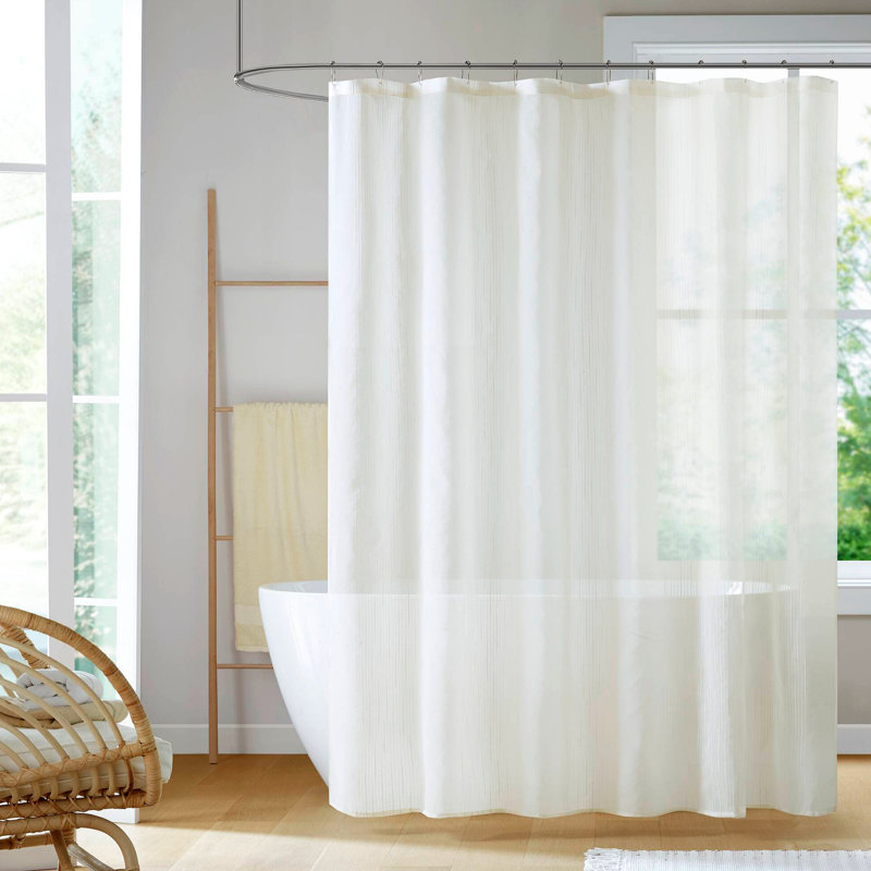 1-Piece Sheer Shower Curtain, Ivory, 72" W x 84" L