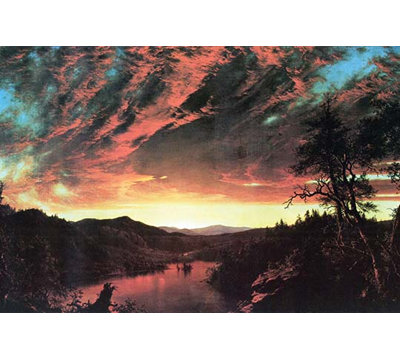 «Paysage isolé au coucher du soleil» par Frederic Edwin Church, reproduction de photo