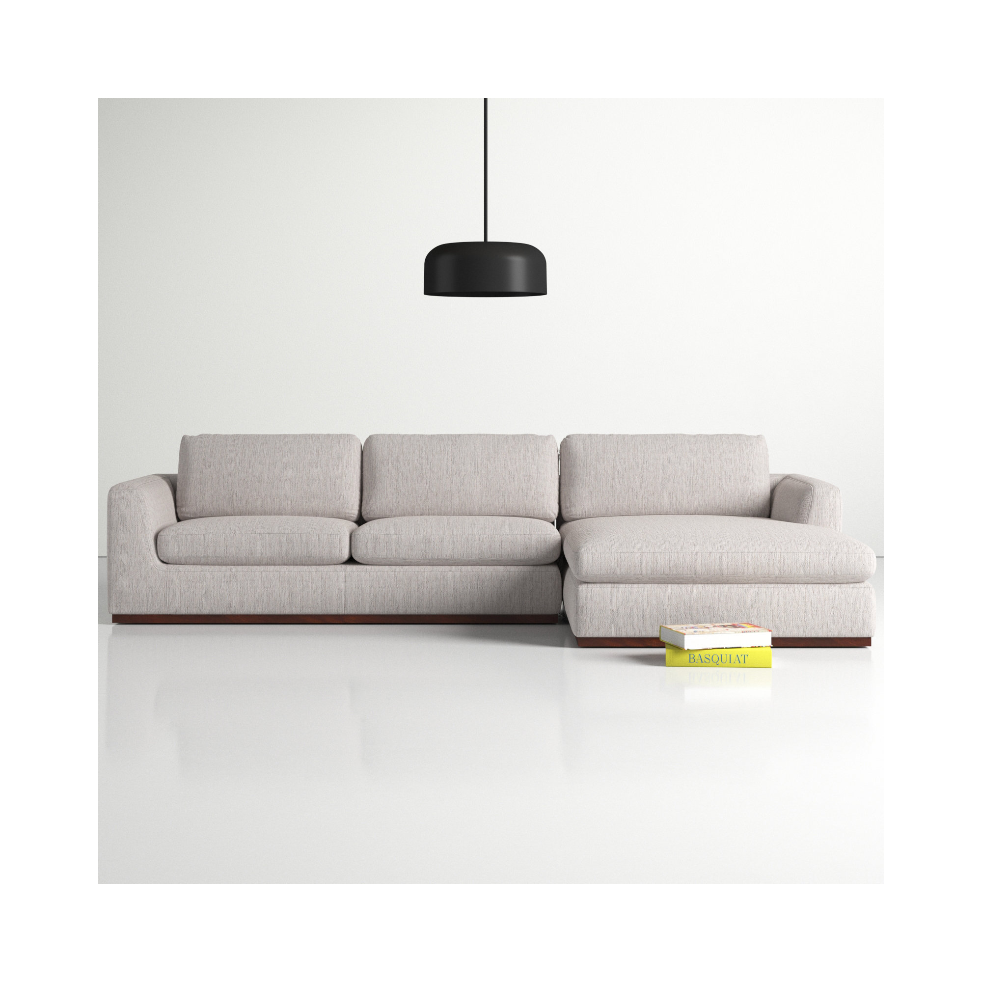 Marah Modular Upholstered Chaise L-Sectional, Right Hand Facing, Aldred Silver/Polyester Blend