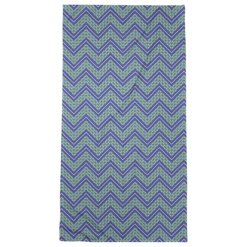 Stephenie Classic Hand Drawn Chevrons Beach Towel, Blue/Green