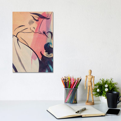 Kissing Couple 1 Piece Wrapped Canvas Wall Art