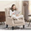 Chaise longue capitonnée à boutons, beige