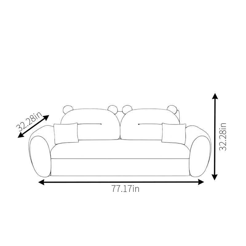 Canapé Panda chinois, H 32,28 po x l 77,17 po x P 32,28 po, 2