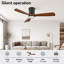 Ventilateur de plafond intelligent à profil bas avec lumière DEL à intensité variable, télécommande et pales en bois massif-699762327