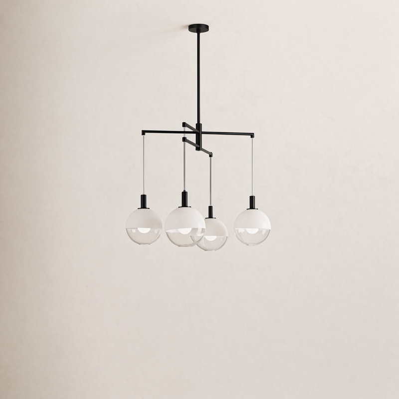 6-Light Chandelier, 29.875" H x 32.5" W x 32.5" D, Aged Iron, 4 Lights