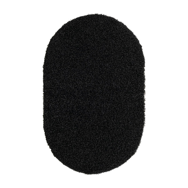 Tapis noir de jais Santoshi, Ovale 3 pi 1 po x 5 pi 3 po