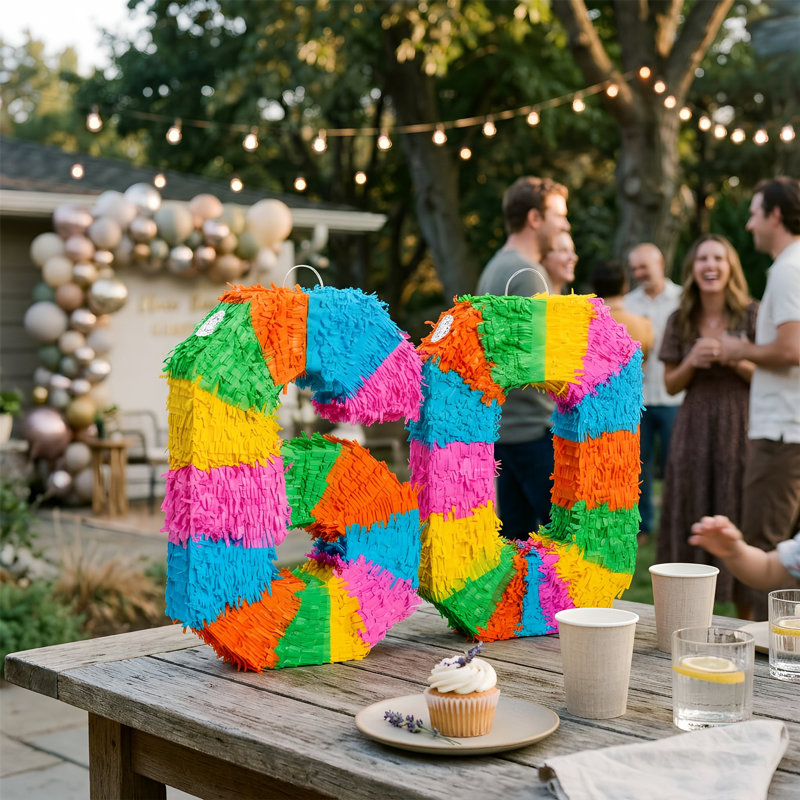 Fax Potato - Pinata Set with Stick & Blindfold - 60th Birthday / Anniversary - Rainbow