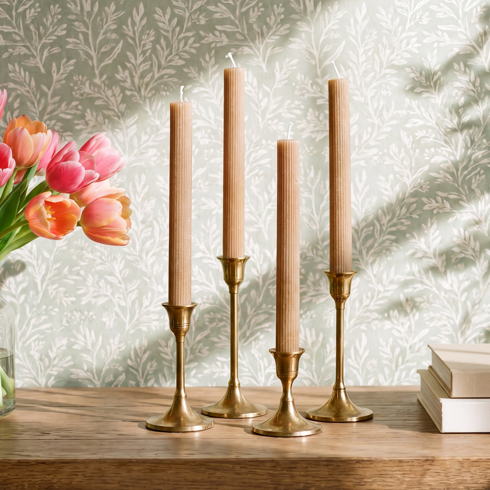 Caridad Unscented Taper Candle Set, Linen