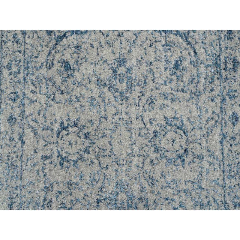 Tapis de couloir oriental gris 2 pi 7 po x 8 pi 1 po en jacquard fin avec motif de feuille de faucille et soie tissée à la main 1684FA72A00D43AF96C626CFE11AA56A