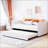 Twin Size Upholstered Daybed With Trundle Bed,Platform Bed,Beige -1574500499