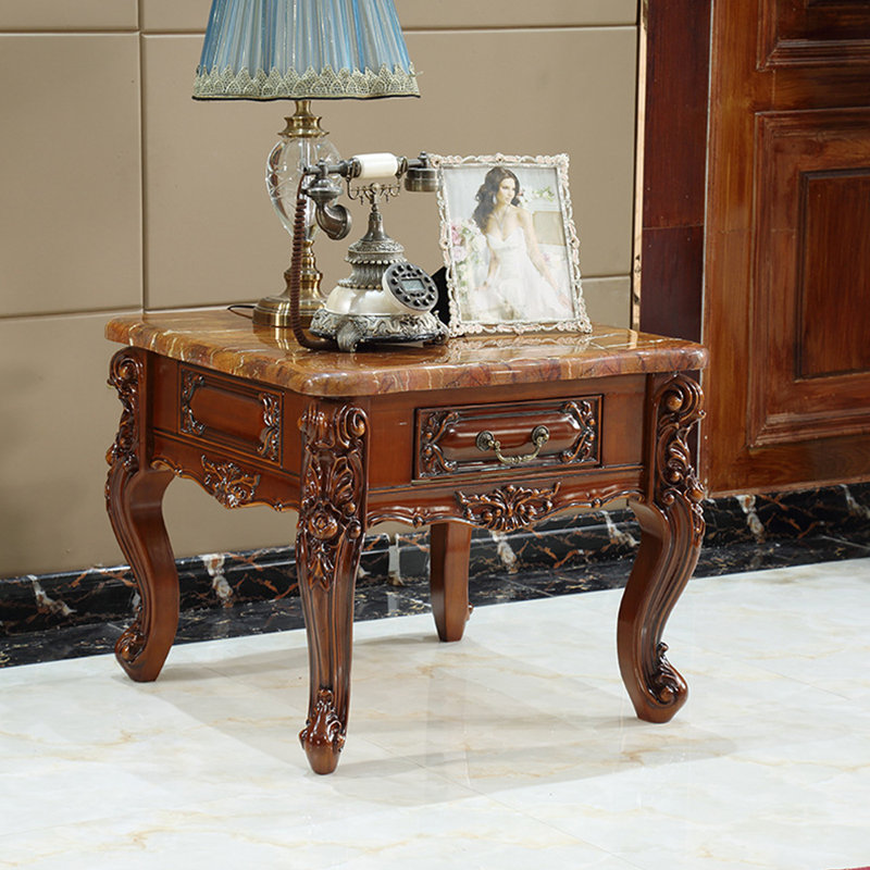 American Style Carved Marble Small End Table