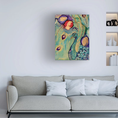 Art mural sur toile tendue - Amy Tieman «Jade Peacock», art mural pour le salon, la chambre à coucher ou le bureau - 18 x 24