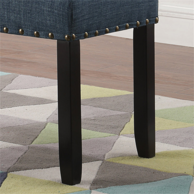 Biony Fabric Dining Bench With Nailhead Trim, Blue