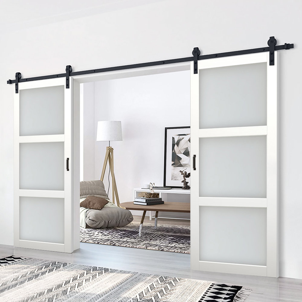 Calhome Glass Barn Door with Installation Hardware Kit Wayfair