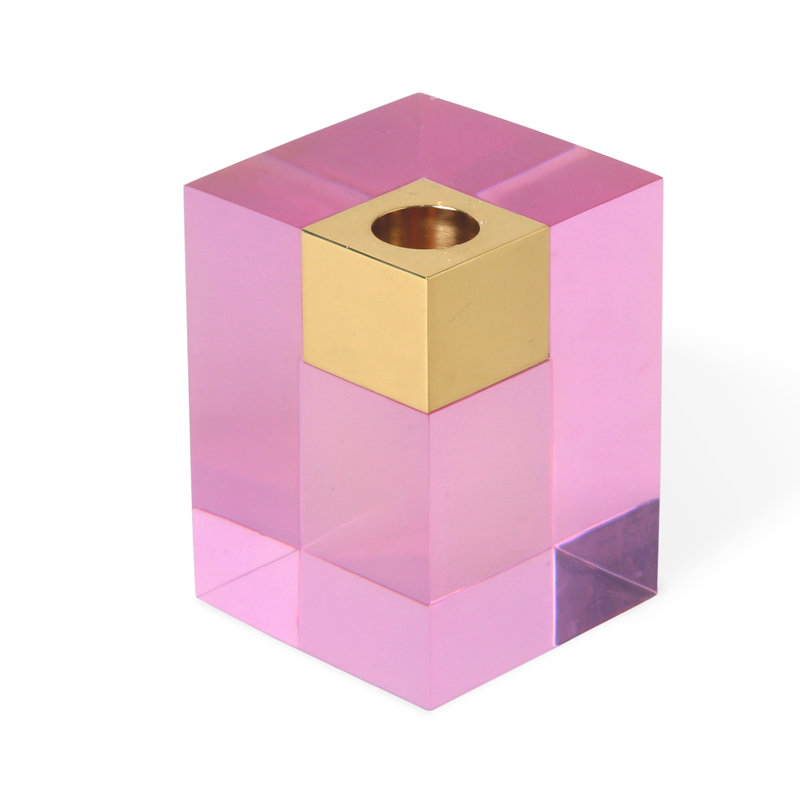 Monte Carlo Candle Holder, Pink, 2.5" H x 3" W x 3" D