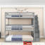 Lit double superposé double en bois avec tablettes et escaliers de rangement-1962212834