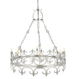 Venetian 8 - Light Candle Style Wagon Wheel Chandelier with Wrought Iron Accents