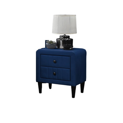Contemporary Velvet Nightstand With 2 Drawer Storage Practicality 2 Bedside Table Modern And Artistic Flair