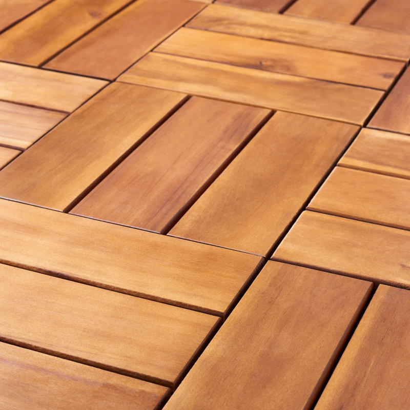 Alleva 11.81'' L x 11.81'' W Wood Interlocking Deck Tile in Brown