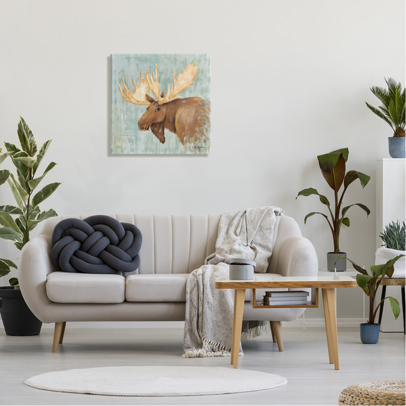 Portrait d'un heureux orignal sur toile par Nidhi Wadhwa, H 24 po x l 24 po x P 1,5 po