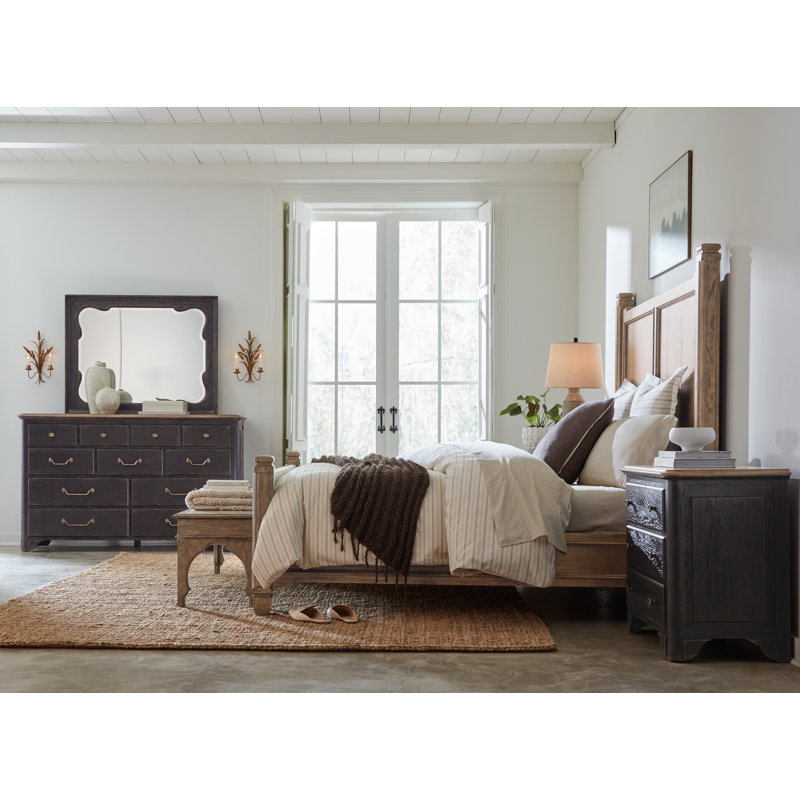 Americana 34" W Three-Drawer Nightstand, Noir