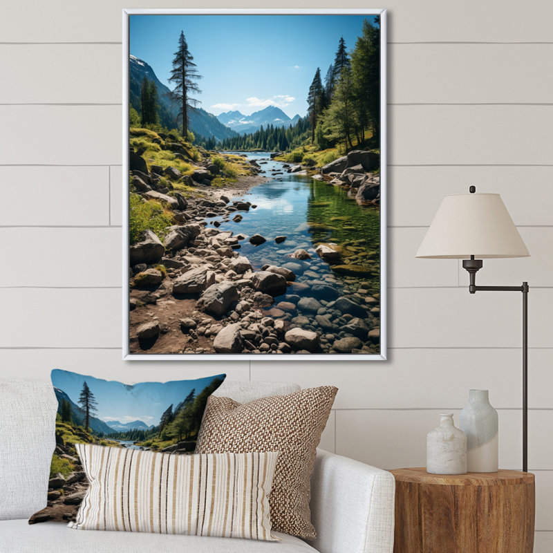 Behja Canada, paysage d'émeraude sauvage sur toile, H 44 po x l 34 po x P 1,5 po, Cadre flottant blanc