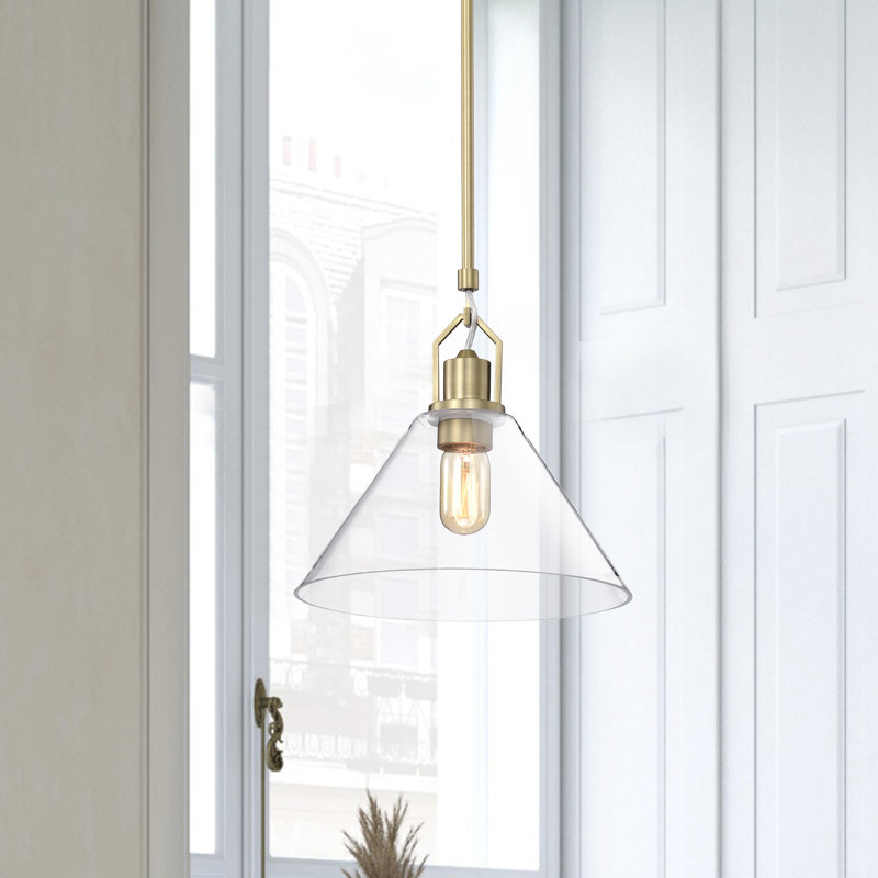 Luminaire suspendu conique à 1 lumière June, Laiton rétro, H 11,5 po x l 11,5 po x P 11,5 po