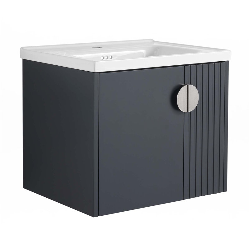 Petit meuble-lavabo avec lavabo, Noir, 24"
