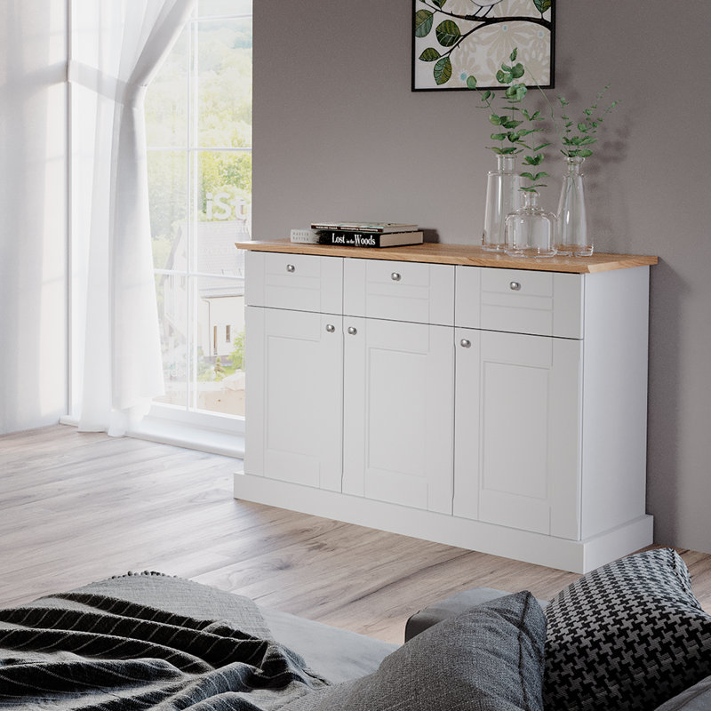 Burlwood 121.4cm Sideboard, White