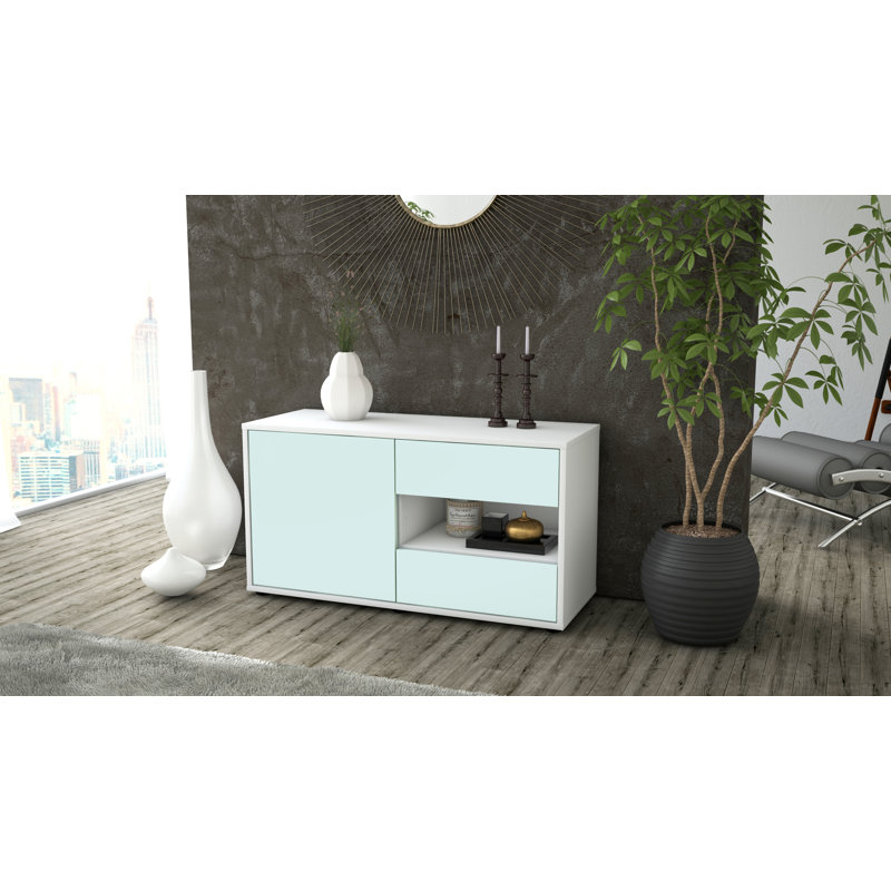 Dallin 92cm W 2 - Drawer Chest of Drawers, Light Blue / Matte White