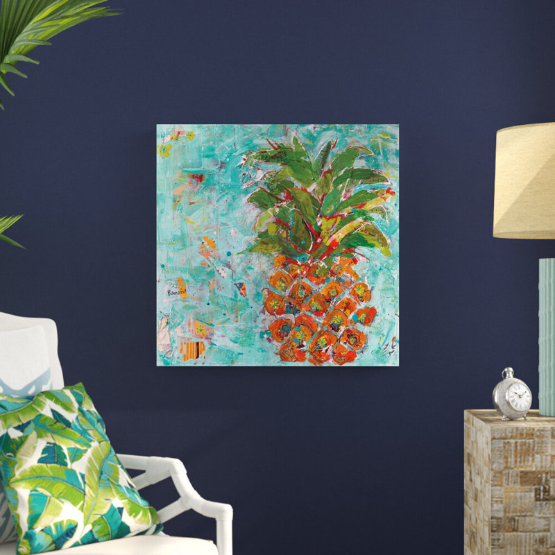 Ananas par Kellie Day - reproduction d'art sur toile tendue, H 30 po x l 30 po
