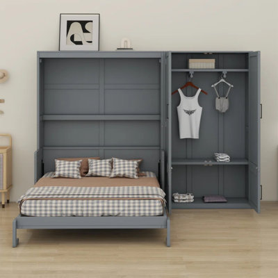 Grand lit escamotable mural avec placard