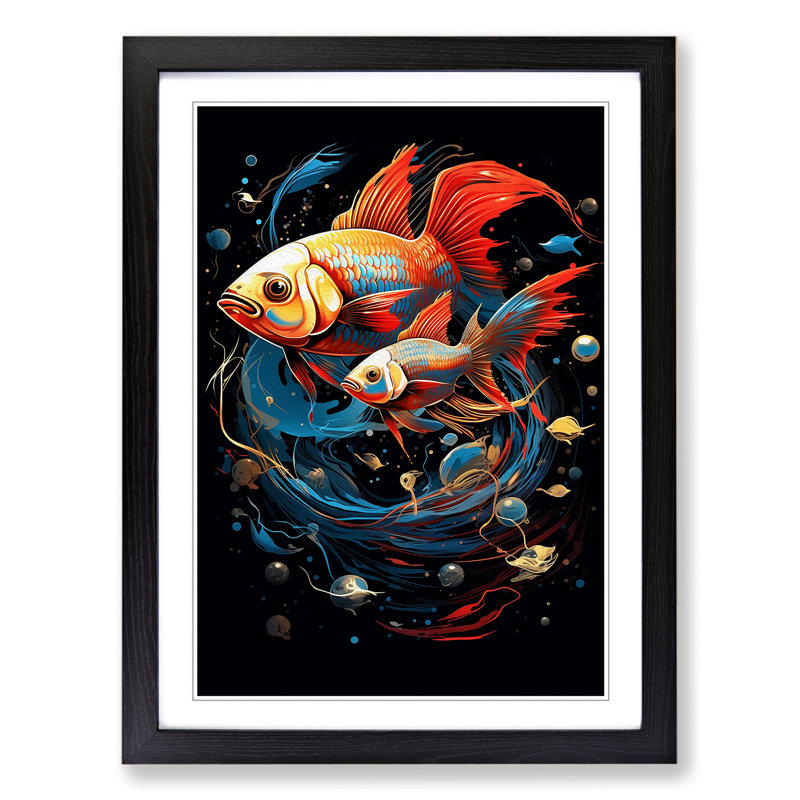 Fish Futurism - Framed Print, 46cm H x 34cm W x 2cm D, Black
