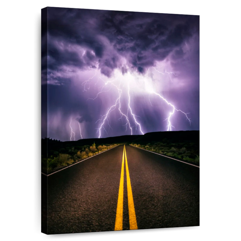 Mehar Lightning Storm sur une route isolée, Arizona, H 39 po x l 26 po