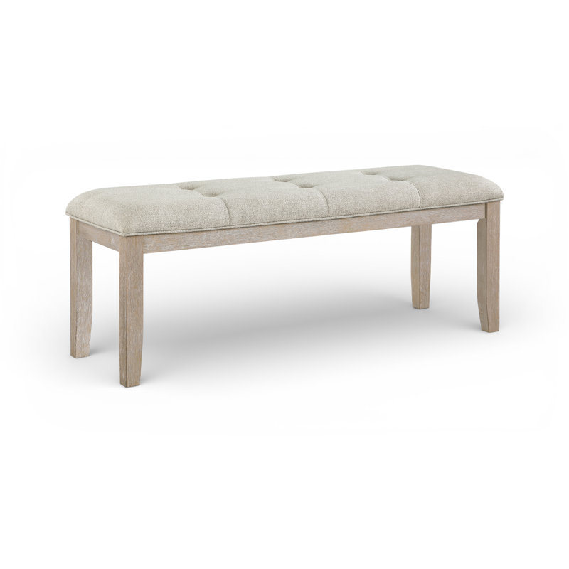 Banc rembourré en tissu beige Duckett, Naturel, Tissu en polyester beige